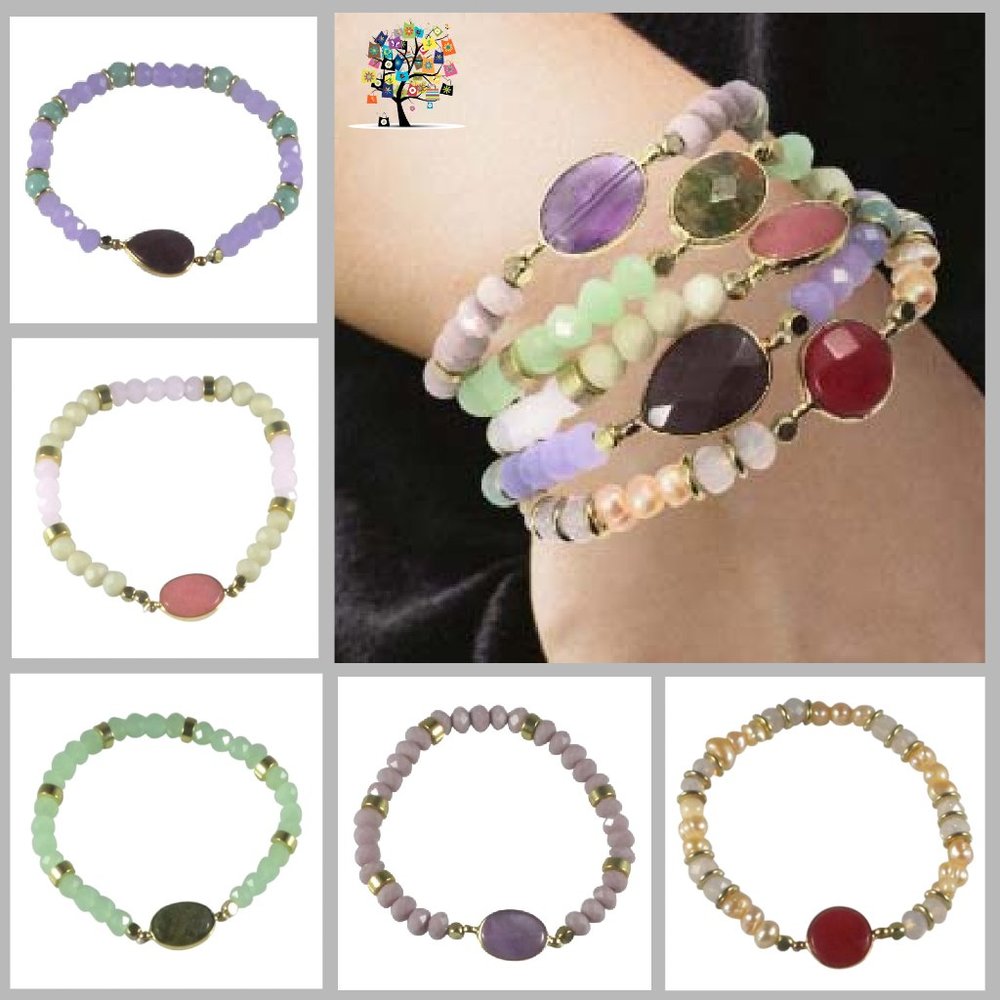 Stretch Bracelet Handcrafted Beads & Stone Set 5